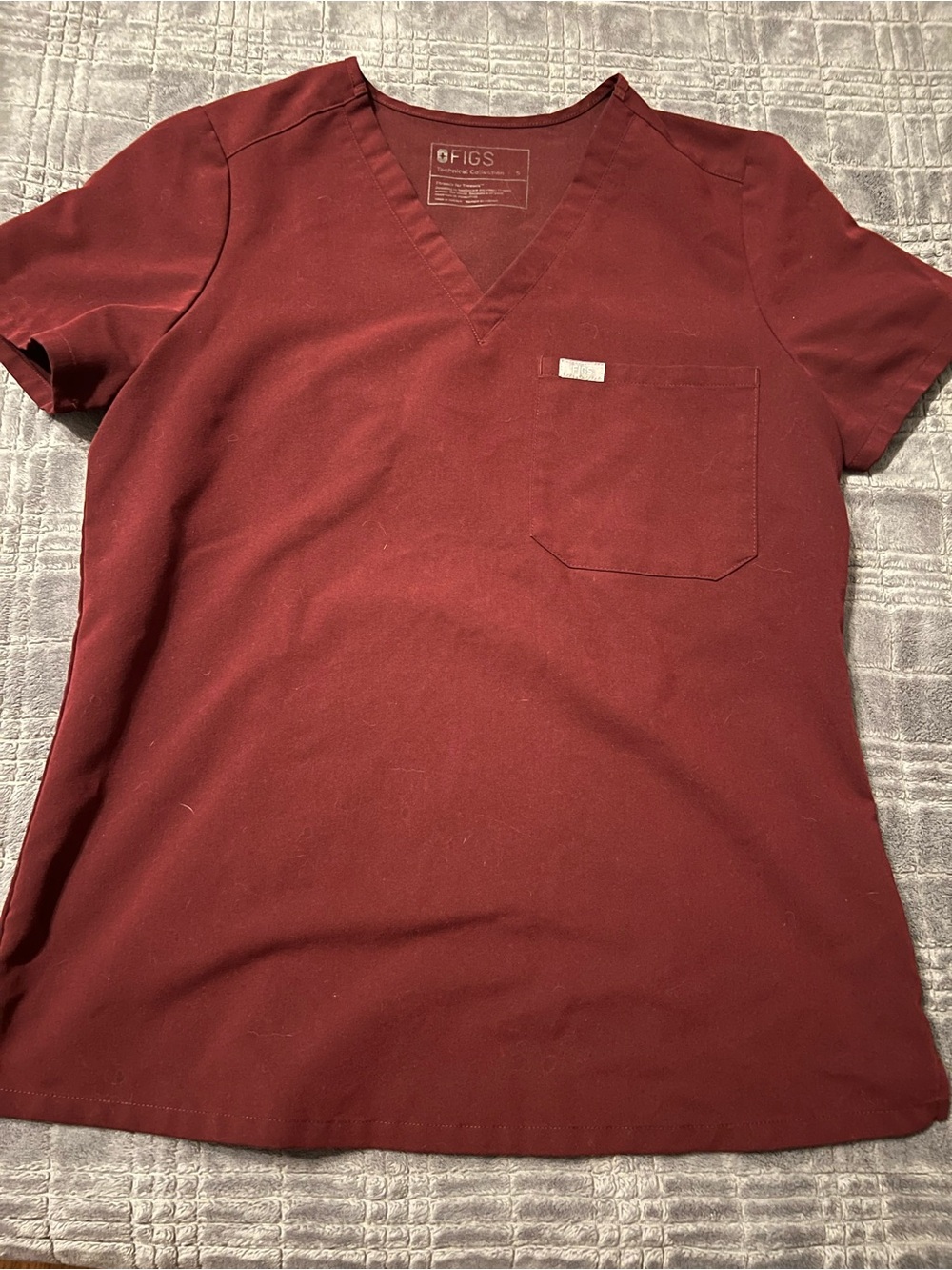 Figs Burgundy Catarina Scrub Top